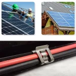 10PCS Stainless Steel Solar Wire Clips – Dual Cable Clamp for PV Panel Edge Mounting