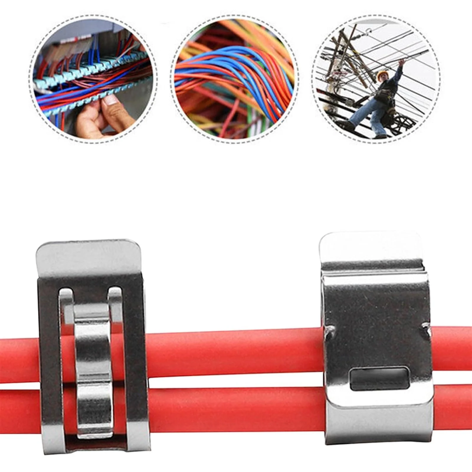 10PCS Stainless Steel Solar Wire Clips – Dual Cable Clamp for PV Panel Edge Mounting - Image 3