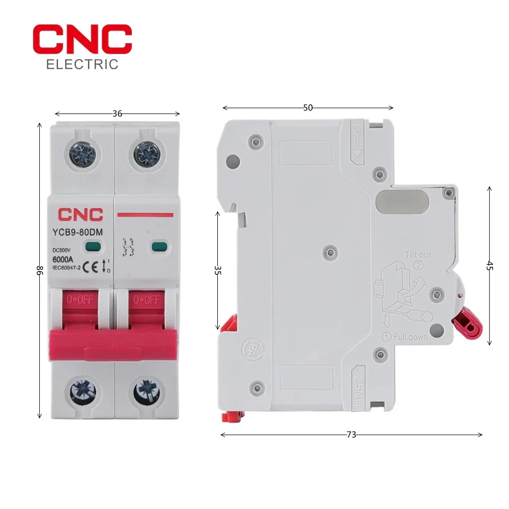 CNC YCB8-63PV 2P 500V DC MCB Solar Mini Circuit Breaker - Image 4