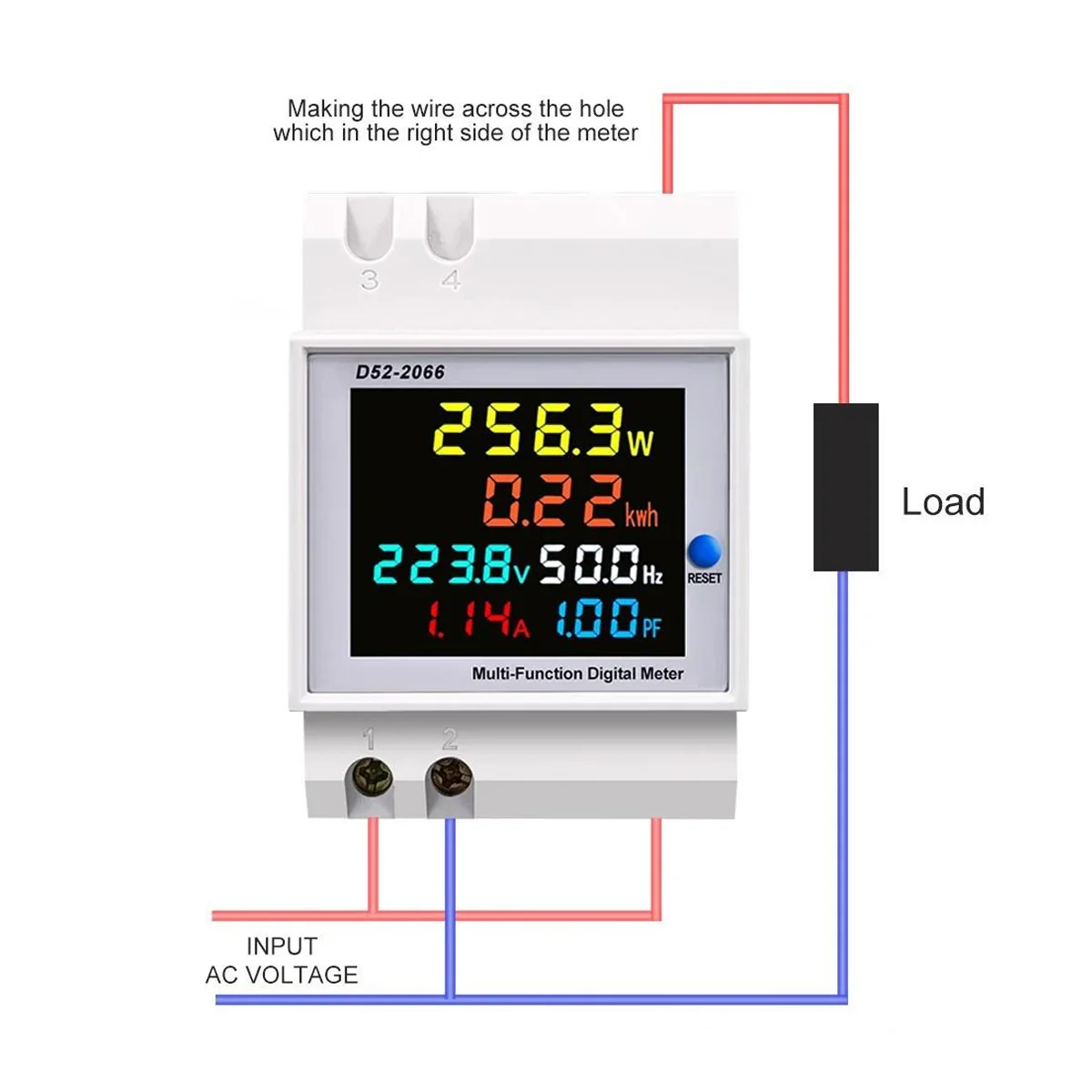 Mora AES-998 6IN1 din rail AC 220V 100A Voltage Current KWH Electric energy meter with Frequency and Power Factor - Image 3