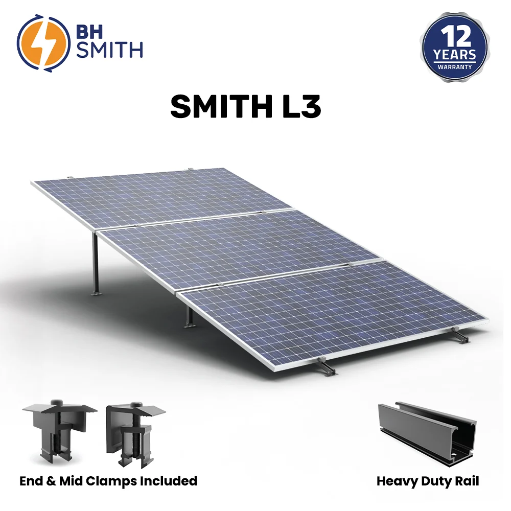 BHS Aluminium Smith L3 Solar Structure with clamps For three Solar Panel - Image 2