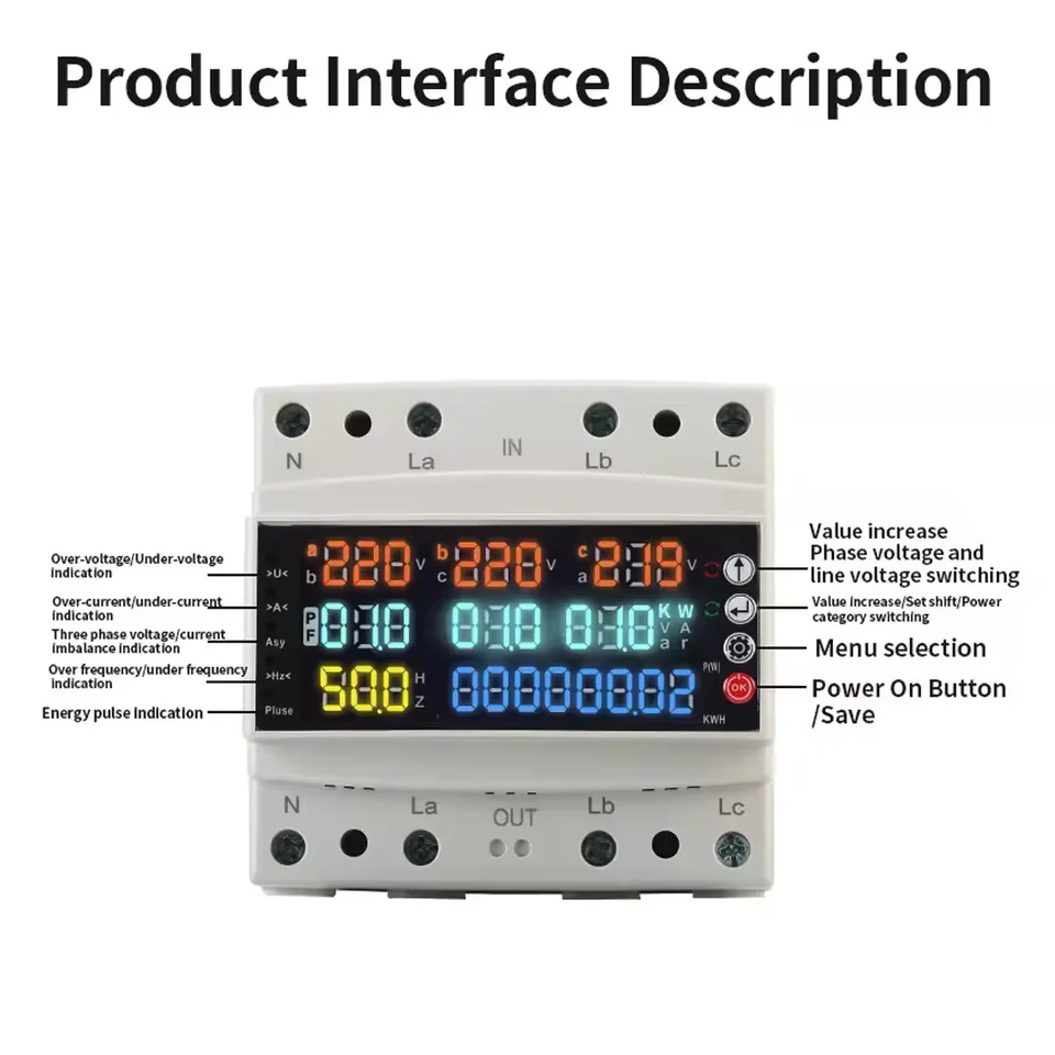 TOMZN TOMPD-100LW 100A 3 Phase Multifunctional Smart Wifi Breaker Switch | Voltage Protection Relay | Prepaid Switch - Image 3