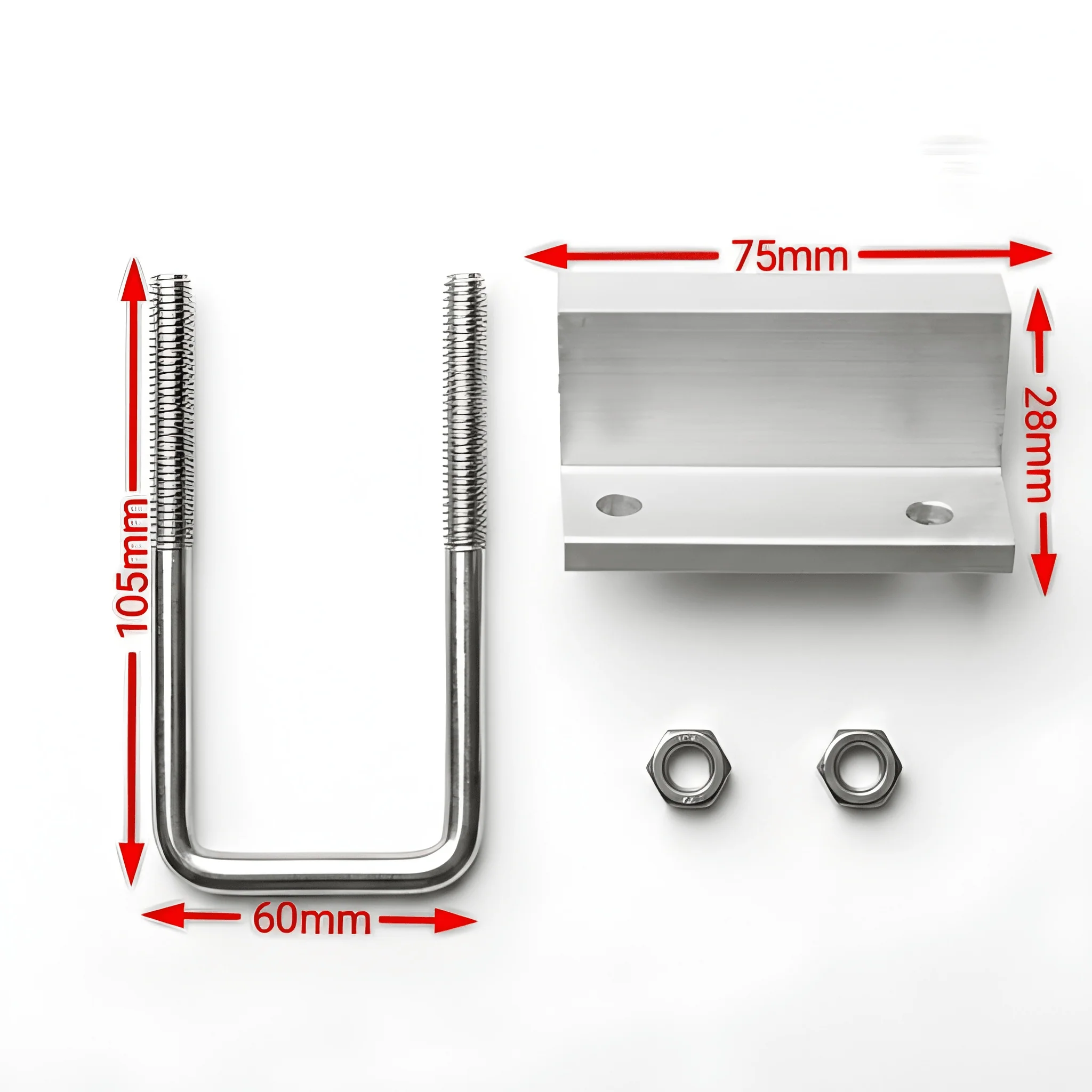 Solar End Clamp with U-Bolt – Aluminum Clamp With Galvanized Iron Mounting Bracket for PV Panels - Image 2