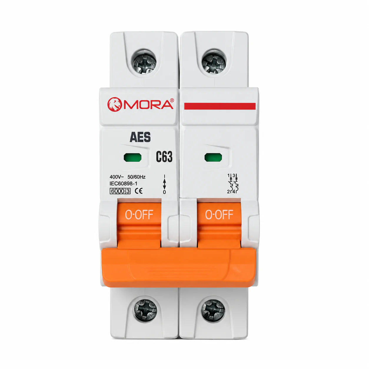 Mora 2P AC MCB Circuit breaker C type 230/400V 20A , 32A