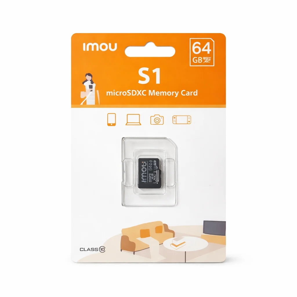 Imou MicroSDXC Memory Card 64GB S1/128GB – High-Speed Class 10 Storage for Security Cameras & Mobile Devices