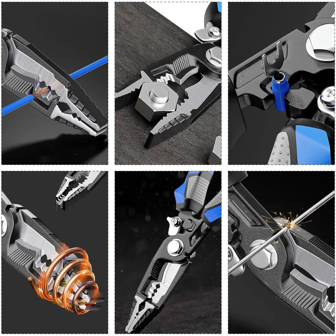 YTH ME11 9-in-1 Multi-Functional Wire Stripper – 8" Wire Stripping, Cutting & Crimping Tool for Electric Cable Work - Image 2