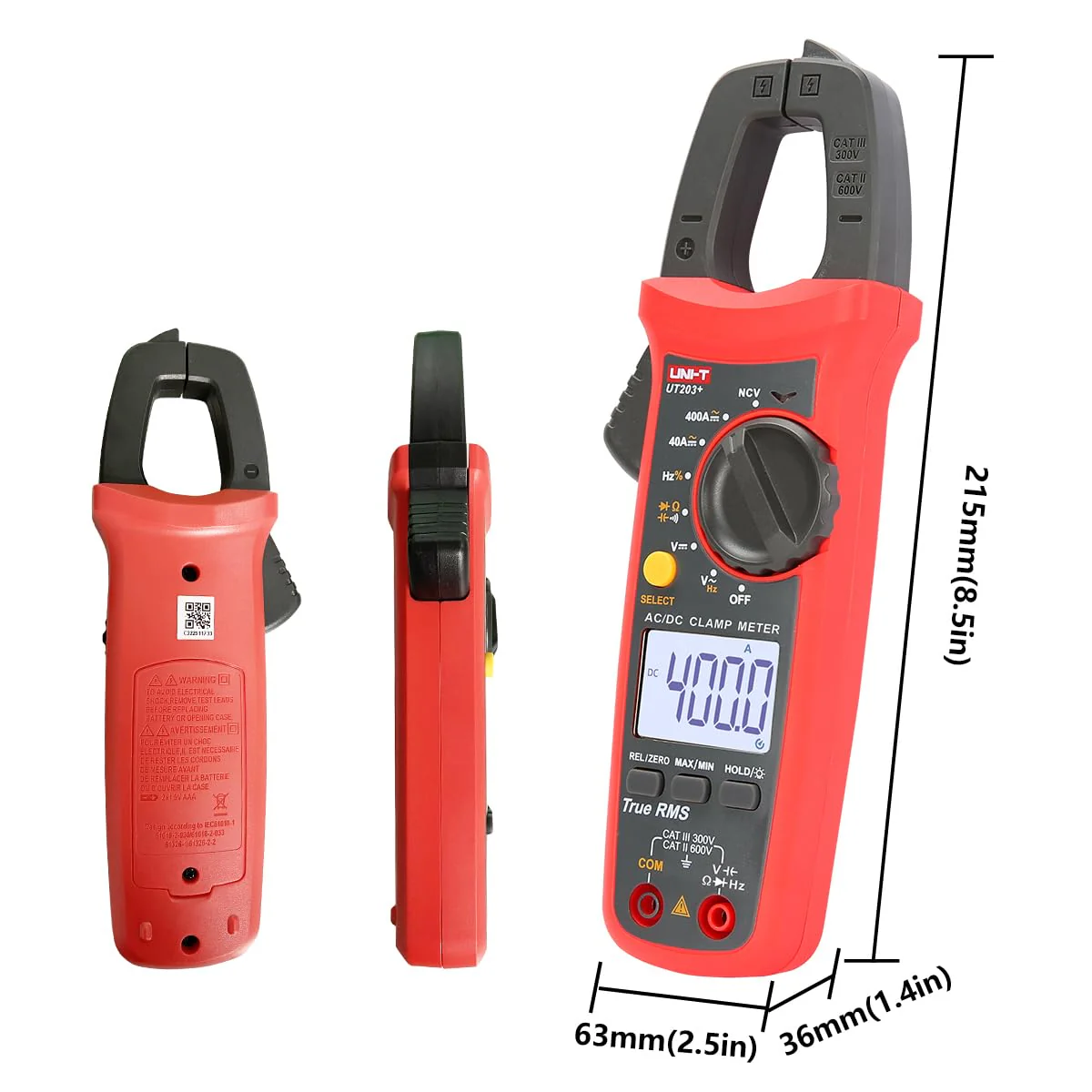 Uni-T UT203+ Digital Clamp Multimeter DC AC Current Voltmeter 400-400A - Image 3